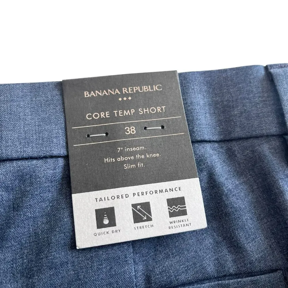Banana Republic Core Temp Short Slim Fit 7” Inseam Size 38 NWT
